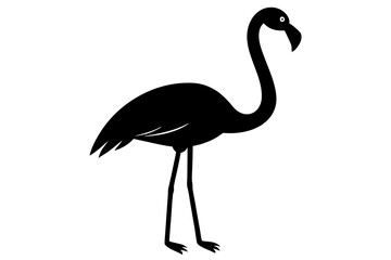 Flamingo black silhouette vector, Simple silhouette Design vector icon with white background. Flamingo Bird silhouette