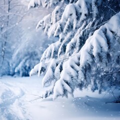 the AI Image Generator, Pine Tree Branches in a Serene Winter Landscape