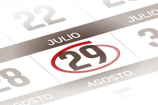 29 de Julio ilustracion del dia calendario Espanol