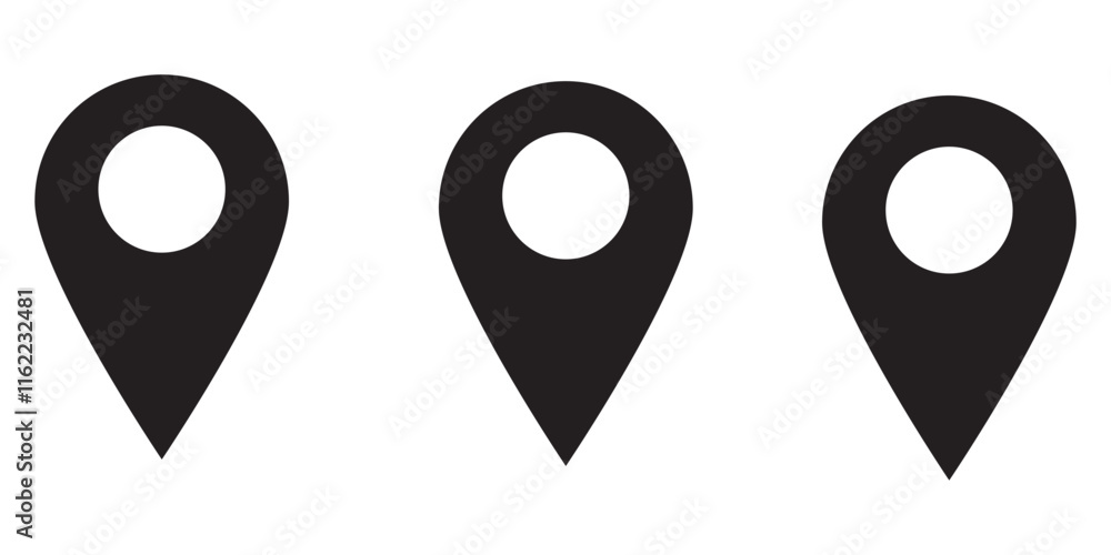 Poster location pin icon. map pin place marker. location icon. map marker pointer icon set. gps location sy