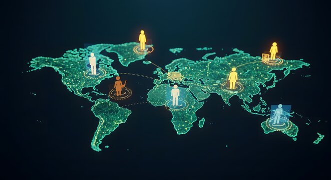 ia generated. world map with binary code