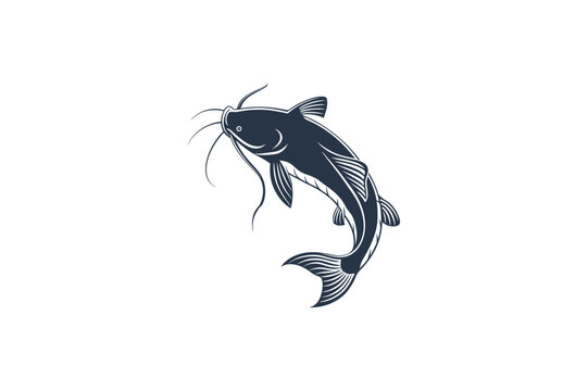 catfish silhouette vector illustration on white background