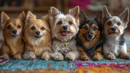 Happy dogs sitting together, showcasing their playful personalities