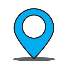 Pin location icon. iconic symbol, on transparency grid. Vector Iconic Design.