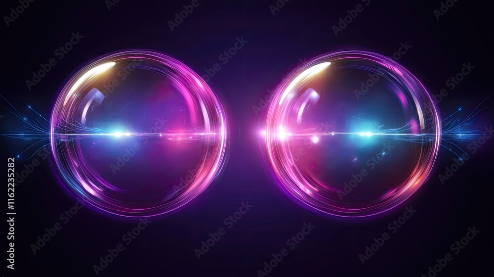 Poster abstract chatbot conversation dynamic glowing orbs connecting through lines, symbolizing ai interact