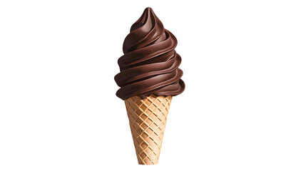 Stylized Chocolate Ice Cream Cone on Minimalist White Background