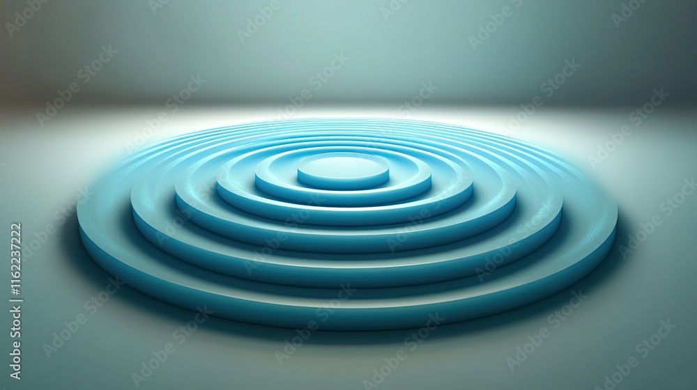 Poster minimalist growth concept concentric circles glowing softly in blue on a clean gradient background