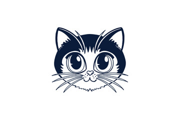 cute cat face silhouette vector illustration on white background