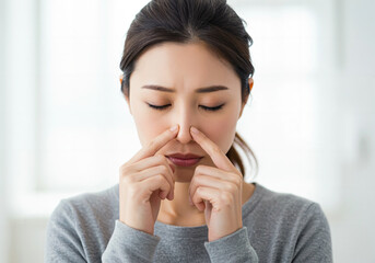 Woman with nasal congestion and runny nose: Generated image