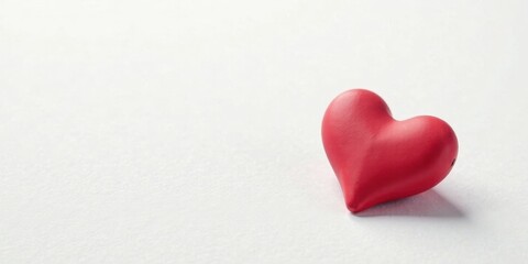 Obraz premium A Single Red Heart Shaped Object on a Plain White Background, Representing Love, Affection, and Romance