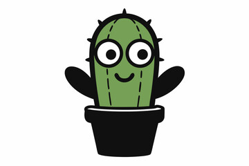 cactus cartoon vector, Simple Design vector icon with white background. 