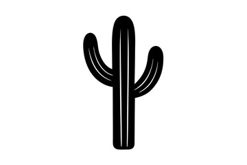 Obraz premium cactus black silhouette vector, Simple silhouette Design vector icon with white background. 