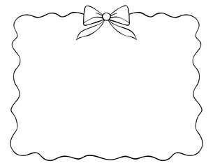 Hand drawn bow doodle frame. Ribbon border for text.