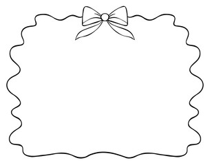Hand drawn bow doodle frame. Ribbon border for text.