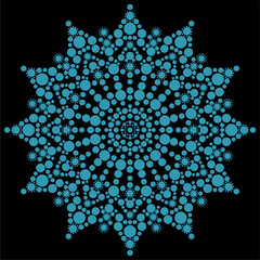 Dot painting beautiful mandala snowflake vector illustration multicolored background
