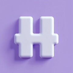Obraz premium Stylized white letter 'H' on a soft purple background, adding a playful touch to design.