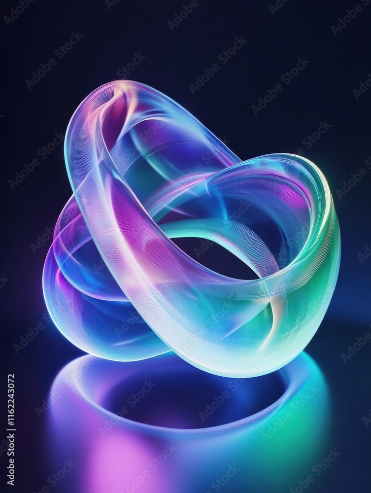 Poster Dynamic 3D abstract sound waves exhibiting vibrant colors and fluid shapes in a captivating display. Generative AI