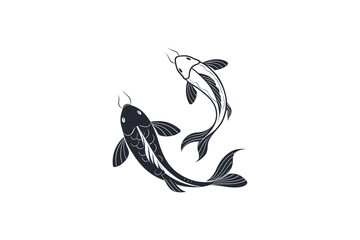 koi fish silhouette free vector illustration on white background
