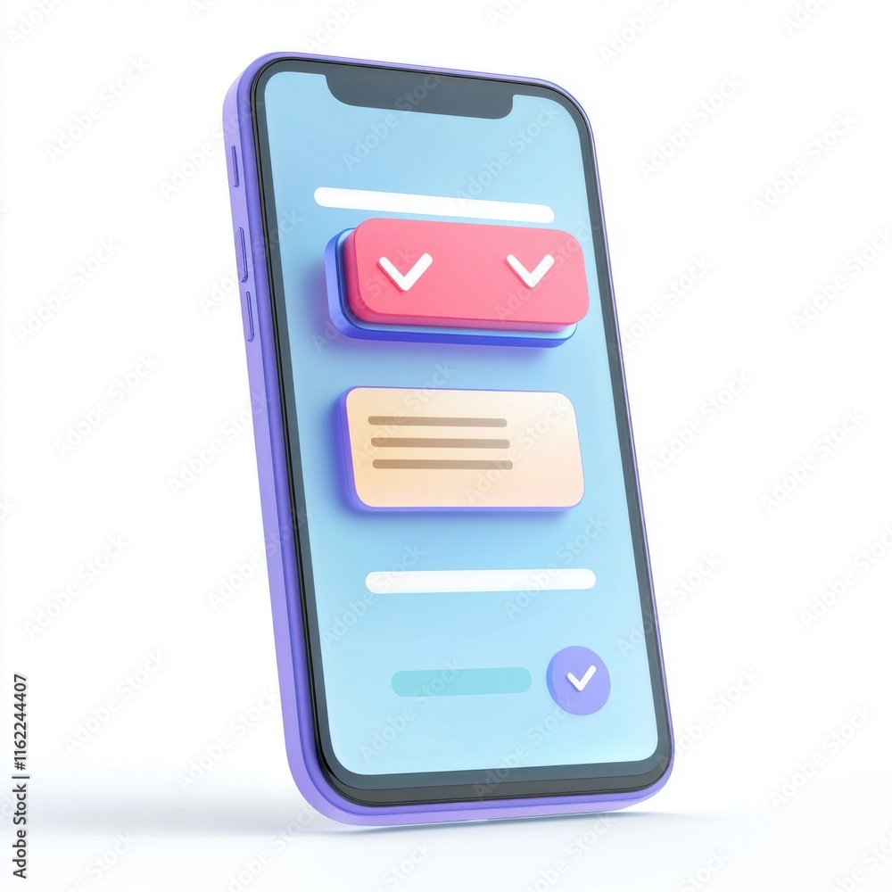 Poster a vibrant smartphone design featuring a messaging interface with colorful buttons, symbolizing moder