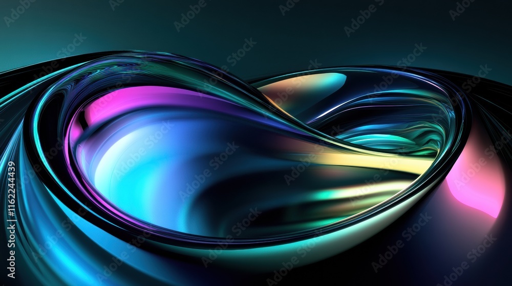 Poster vibrant abstract sound waves reflecting musics rhythm and energy in a 3d artistic display. generativ