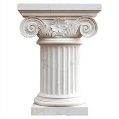 Obraz premium Elegant white marble Corinthian column showcasing intricate scrollwork and floral designs.