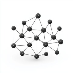 Fototapeta premium A black abstract network model on a white background, symbolizing connectivity and technology.