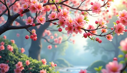 Obraz premium tree with pink flowers 