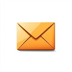 A shiny orange envelope icon on a clean white background, symbolizing communication and messaging.