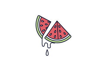 sliced watermelon with juicy drop vector illustration