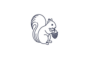 squirrel line art free vector illustration on white background