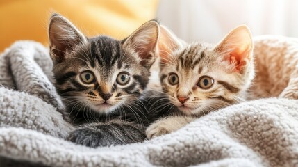 Two Kittens Playing on a Cozy Blanket