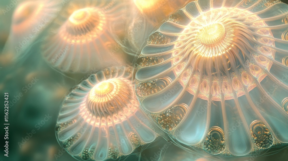 Poster artistic patterns of ocean life in soft lighting