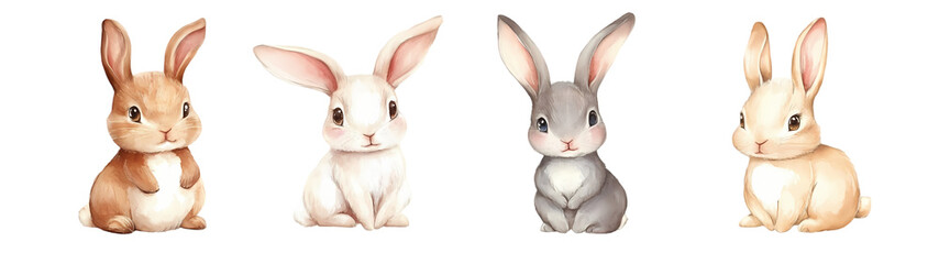 Obraz premium Three Cute Watercolor Bunny Illustrations