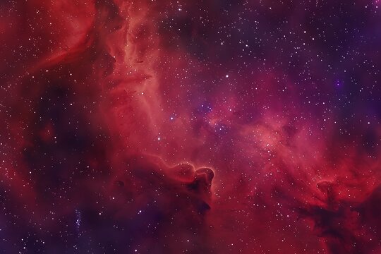 High-resolution red and purple nebula, stars in space, dark fantasy style, banner background. - Powered by Adobe