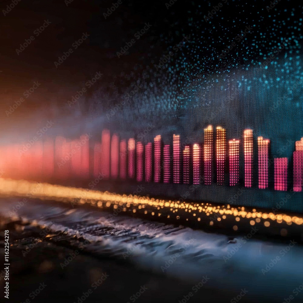 Aufkleber futuristic data visualization abstract glowing stock market graph