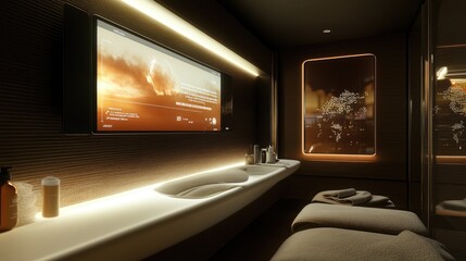 Fototapeta premium Modern Luxurious Private Airplane Lavatory Design
