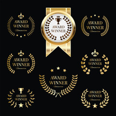best award label with golden laurel wreath