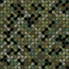 Vector seamless pattern with metaballs. Abstract technological background texture for modern design, paper, cover, fabric, interior decoration, web design, etc. Camouflage. Military style.