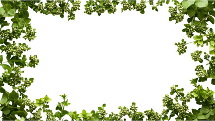 Green Floral Square Frame, vibrant clusters of green flowers symmetrically arranged on a crisp white background, adds a fresh touch to any decor