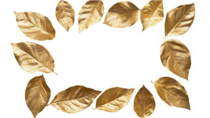 Metallic Leaf Frame, individual metallic leaves form a square pattern, set against a crisp white background for a modern, elegant touch