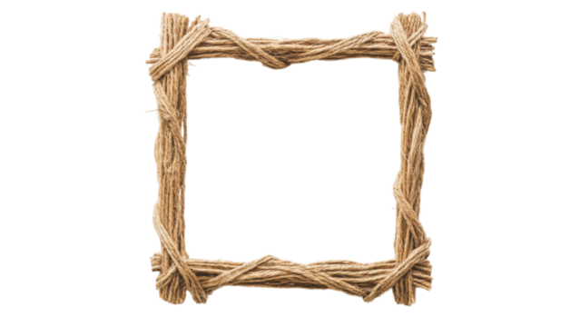 Twine Square Frame, crafted from natural twine, arranged in a geometric pattern, set against a clean white backdrop.
