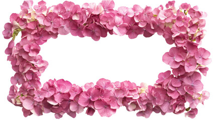 Pink Floral Square Frame on White Background, vibrant flower clusters create a charming and elegant display, perfect for decoration or gifts