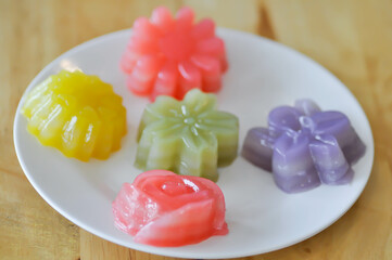 sweetmeat or Thai sweetmeat , steamed layer cake or Thai dessert