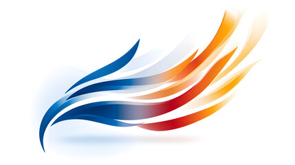 Obraz premium Abstract design featuring flowing blue, orange, and red shapes