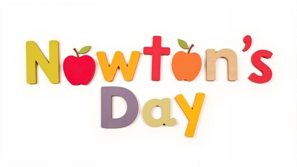 Celebrating Newton's Day with vibrant apple-themed decorations and colorful letters