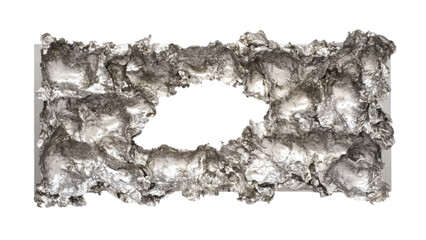 Fototapeta premium Silver Leaf Cluster Frame, elegant arrangement of silver leaf clusters in a square pattern on a pristine white backdrop, sophisticated decor piece