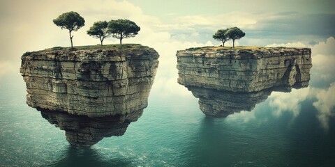 Floating islands  Fantasy worlds imaginative and surr