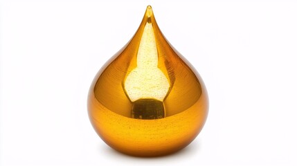 isolated shot of a golden resin droplet with a smooth surface, placed gently on a white background, with a simple composition and ample space for text. isolate on white background 