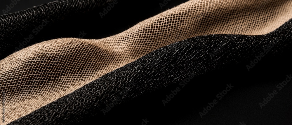 Poster abstract beige and black fabric texture netting grid textile design
