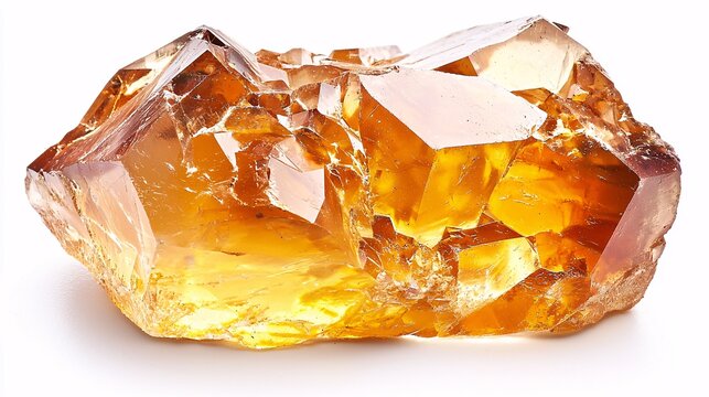 of a piece of damar resin, highlighting the clear to pale yellow color and crystalline texture. Isolated on a white background. | 